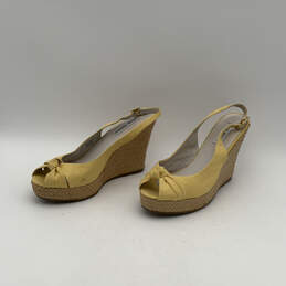 Womens Yellow Peep Toe Wedge Heel Espadrille Slingback Sandals Size 8 M alternative image