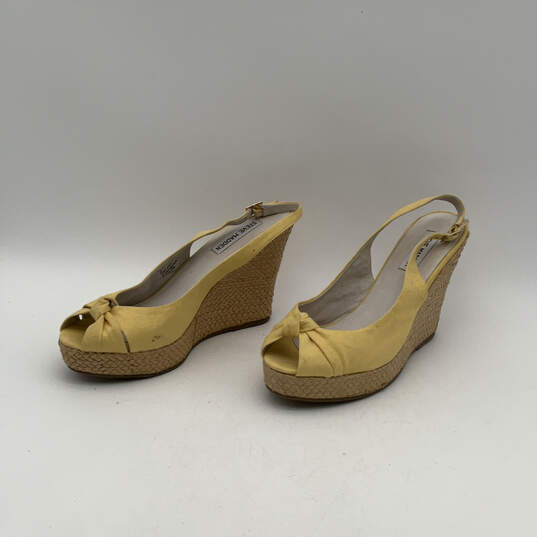Womens Yellow Peep Toe Wedge Heel Espadrille Slingback Sandals Size 8 M image number 2