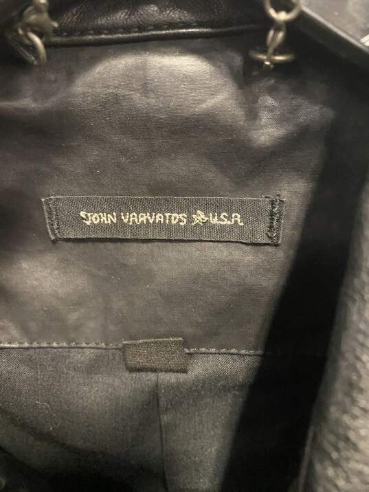 John Varvatos Men Black Leather Jacket XL image number 3