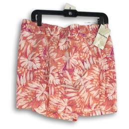 NWT Tommy Bahama Womens Pink Floral Elastic Drawstring Waist Mom Shorts Size M