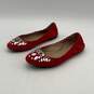 Tory Burch Womens Red Rhinestone Round Toe Slip On Ballet Flats Size 8 image number 3
