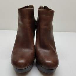 Michael Kors Brown Leather Block Heel Platform Ankle Boots Size 6.5 alternative image