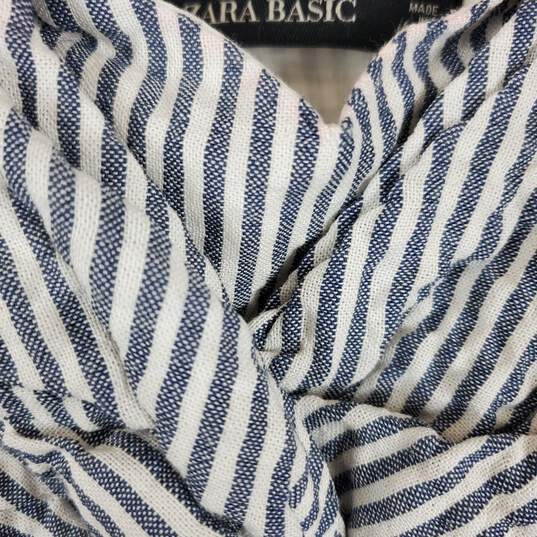 Zara Women Blue/White Stripe Jumpsuit Sz XS Nwt image number 3