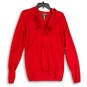 Womens Red Long Sleeve Ruffle Neck Pullover Blouse Top Size Large image number 1