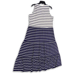NWT Womens Blue White Striped Scoop Neck Sleeveless Long Maxi Dress Size M alternative image