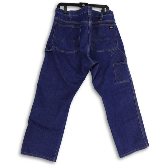 Mens Blue Denim Medium Wash Straight Leg Carpenter Jeans Size 38X30 image number 2