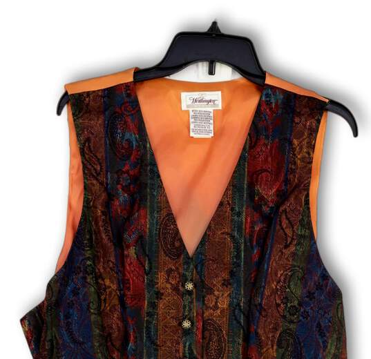 NWT Womens Multicolor Paisley V-Neck Sleeveless Button Front Vest Size 20W image number 3