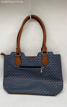 Michael Kors Womens Brown Blue Signature Double Handle Zipper Tote Handbag alternative image