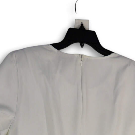 NWT Womens White Round Neck Short Sleeve Back Zip Blouse Top Size 22 image number 4