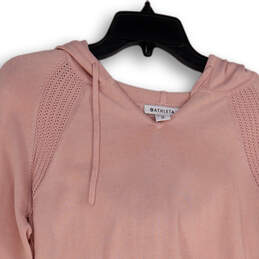 Womens Pink Kangaroo Pocket Ribbed Hem Long Sleeve Pullover Hoodie Size XS alternative image