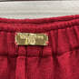 Womens Red Knitted Slash Pockets Straight Leg Pull-On Ankle Pants Size P image number 4