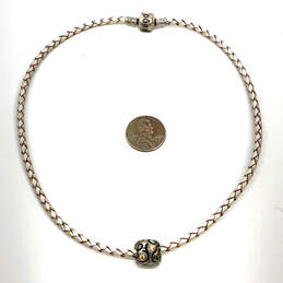 Designer Pandora 925 Sterling Silver Leather Barrel Charm Cord Necklace alternative image