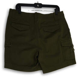 Womens Green Flat Front Flap Pocket Cargo Shorts Size 12P alternative image