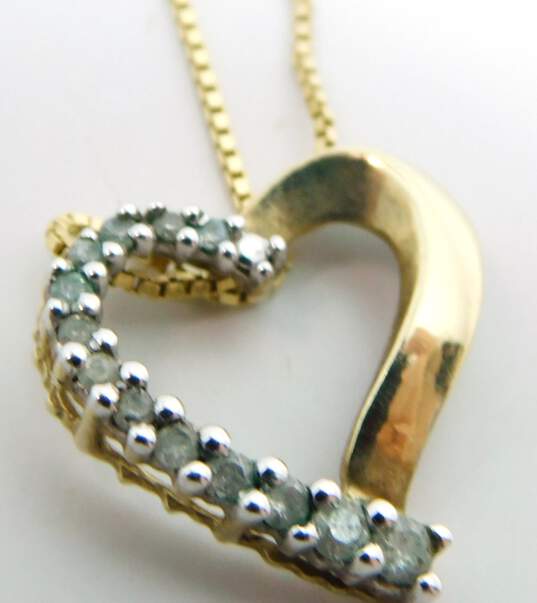 10K Yellow Gold 0.23 CTTW Diamond Heart Pendant Necklace 3.1g image number 3