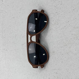 NIB Unisex Brown Lowrider Black Lens Wooden Aviator Sunglasses alternative image
