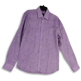 NWT Mens Purple Spread Collared Long Sleeve Button-Up Shirt Size M