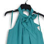 Womens Teal Sleeveless Pleated Halter Neck Back Keyhole Mini Dress Size XXS image number 3