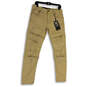 NWT Mens Beige Denim Distressed Zipper Slim Fit Ankle Jeans Size 32x30 image number 4