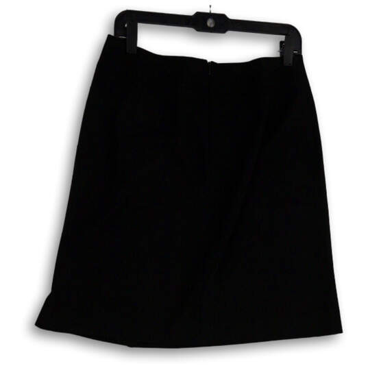 Womens Black Flat Front Elastic Waist Back Zip Straight & Pencil Skirt Sz 8 image number 2