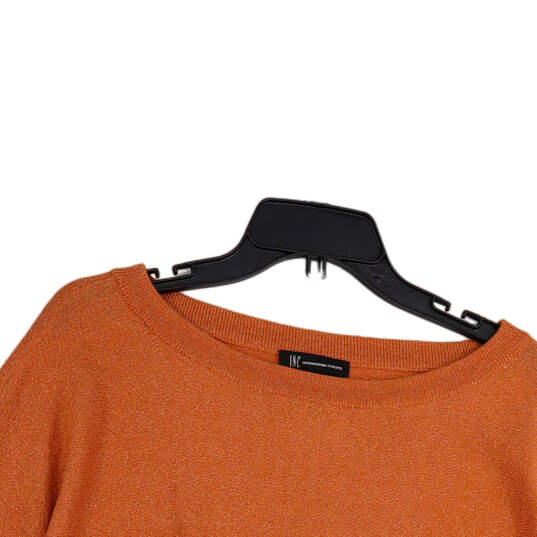 Womens Orange Boat Neck Long Sleeve Knitted Pullover Sweater Size Large image number 3