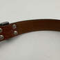 Mens Brown Genuine Leather Silver Buckle Front Adjustable Waist Belt Sz 30 image number 3
