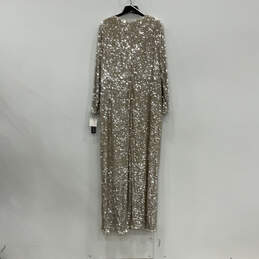 NWT Womens Silver Sequin Long Sleeve V-Neck Back Zip Maxi Dress Size 22W alternative image