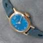Timex Blue & Gold Tone Vintage Automatic Manual Wind Watch image number 4