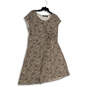 Womens Brown Animal Print Round Neck Stretch Front Knot A-Line Dress Sz XL image number 3