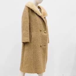 Vintage Macauley Curly Wool Blend Mink Fur Trim Women's Jacket Union Made
