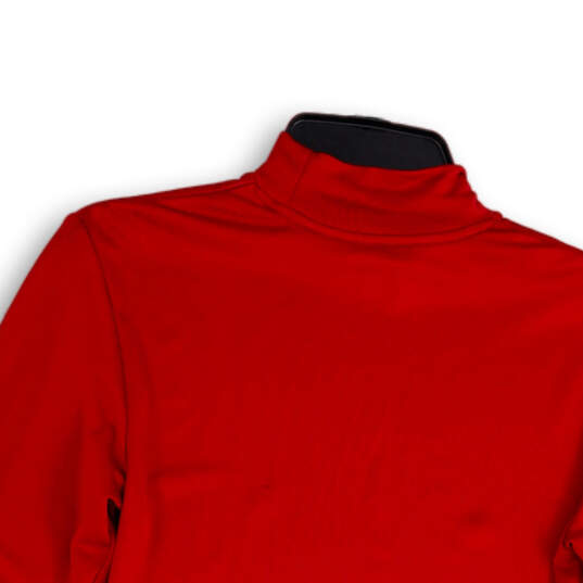 Mens Red Long Sleeve Mock Neck Activewear Pullover T-Shirt Size Small image number 4