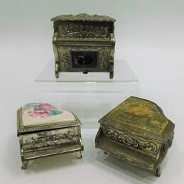 3 Vintage Working Piano Music Boxes Jewelry Box Vanity Home Decor