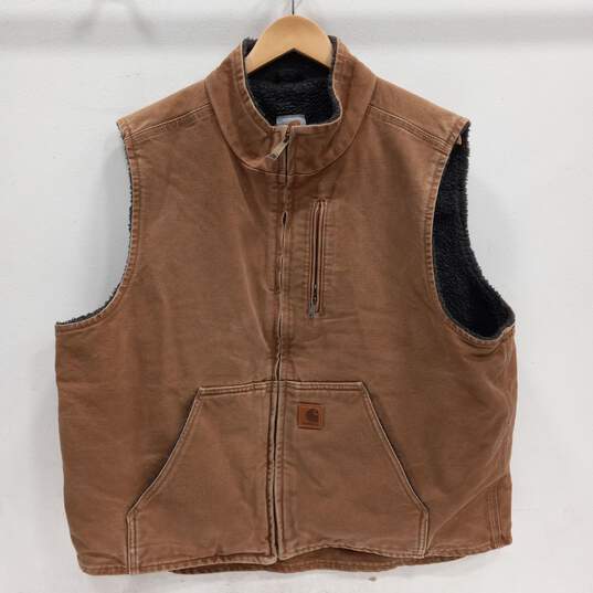 Vintage Carhartt Man's Brown Workwear Vest Size XL image number 1