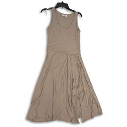 Womens Gray Scoop Neck Sleeveless Side Slit Midi A-Line Dress Size 6