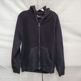 Vince WM's Black Cotton Polyester Blend Full Zip Hoodie Size M