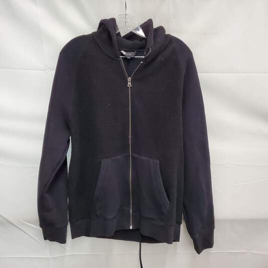 Vince WM's Black Cotton Polyester Blend Full Zip Hoodie Size M image number 1