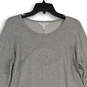 Womens Gray Heather Round Neck Long Sleeve Back Cutout Sweater Dress Size S image number 3