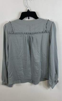 NWT BCBGMAXAZRIA Womens Gray Long Sleeve Round Neck Button Front Blouse Top Sz L alternative image