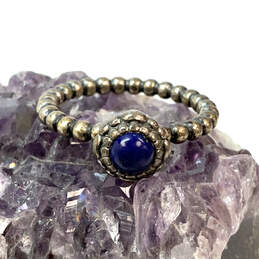 Designer Pandora 925 Sterling Silver Birthday Blooms Lapis Lazuli Ring