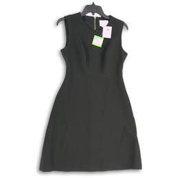 NWT Womens Black Round Neck Sleeveless Back Zip A-Line Dress Size 6