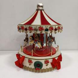 Holiday Workshop 16In Christmas Musical Animated & Lighted Carousel IOB