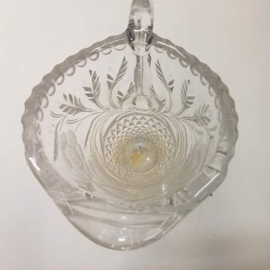Crystal Cut Glass Vintage Water Pitcher  Etched Flora Motif image number 5