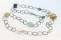 Artisan 925 Sterling Silver Smoky Quartz Agate & Faux Pearl Multi Stone Station Chain Necklace 64.7g image number 2