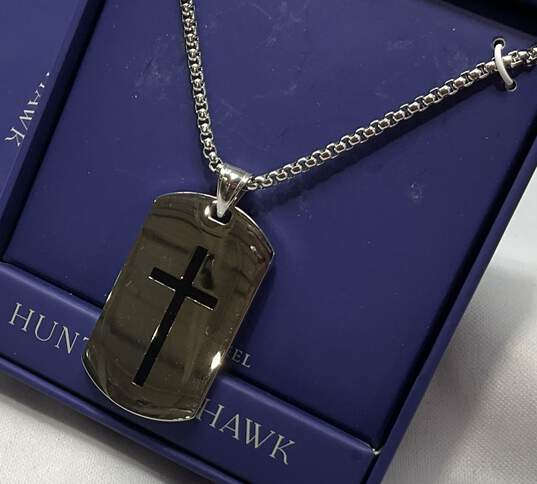 Mens Stainless Steel Cross Necklace image number 1