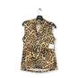 NWT Womens Brown Black Cheetah Print Sleeveless V Neck Blouse Top Size M image number 1