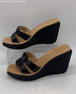 Authentic Salvatore Ferragamo Womens Black Wedge Platform Sandals Size 6C