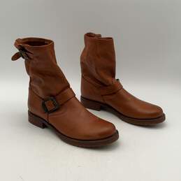 Frye Womens Brown Leather Round Toe Mid Calf Pull-On Riding Size 8 B