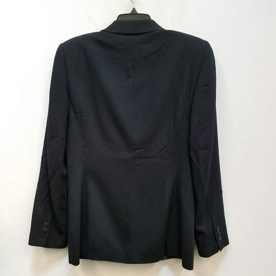Mens Black Wool Notch Lapel Long Sleeve Pockets Blazer Jacket Size 44 image number 2