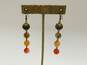Artisan Bronze & Agate Beaded Photo Frame Necklace & Dangle Earrings 88.6g image number 2