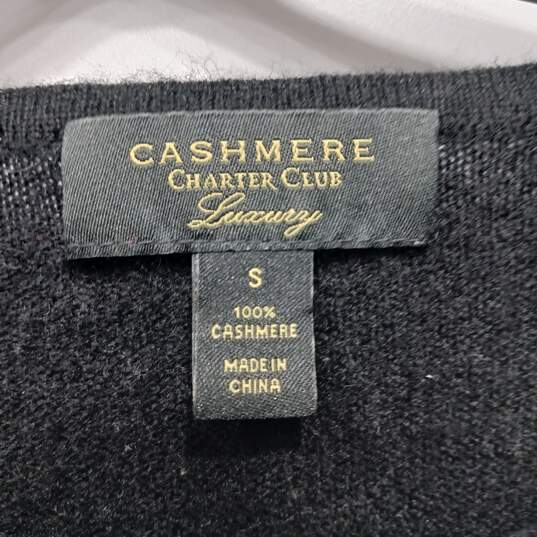 Charter Club Women's Black/Gray Cashmere Geometric Sweater Size S image number 2