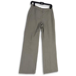 Womens Gray Flat Front Slash Pocket Straight Leg Formal Dress Pants Size 4